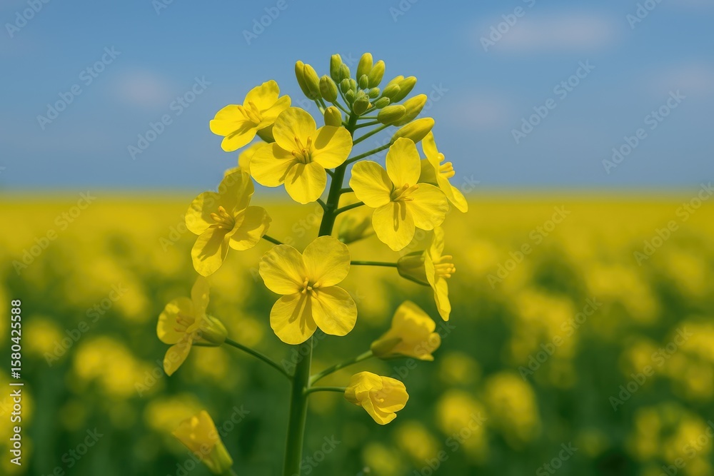 Obraz premium Detailed view of vibrant yellow oilseed blossoms in a lush field