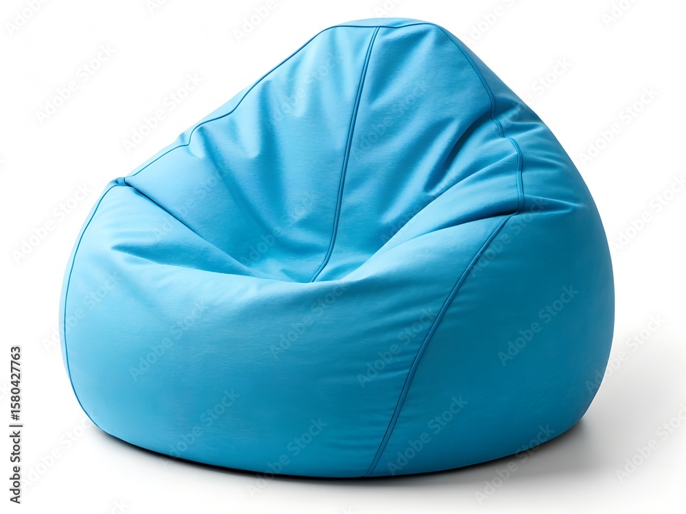 Light Blue Beanbag Chair on White Background Light Blue Beanbag Chair on White Background