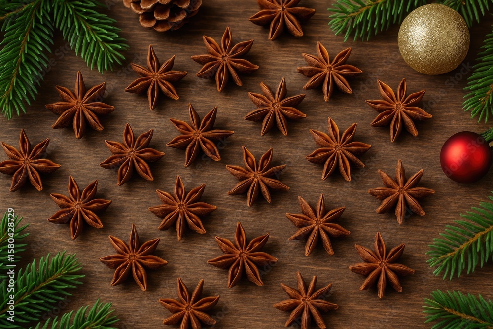 Obraz premium Festive Decorations Featuring Anise Star Spices