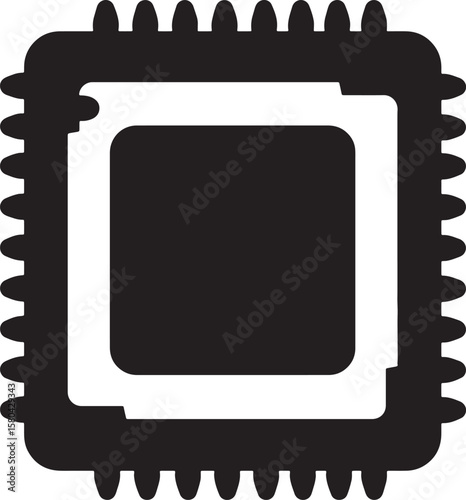 Isolated vector illustration of a microprocessor chip symbol for technology and electronics concepts