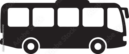 Silhouette illustration of a black passenger bus suitable for transportation and travel