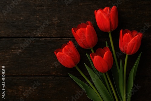 Vivid Red Tulips Against a Vintage Dark Backdrop