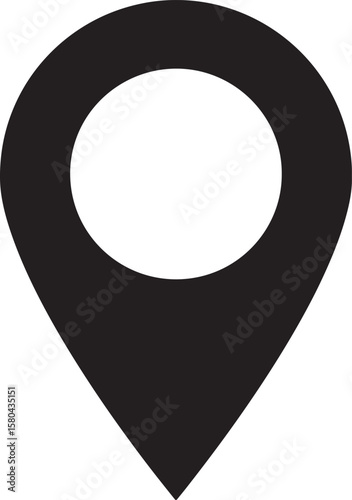 Simple black and white location icon illustrating navigation and geographical placement