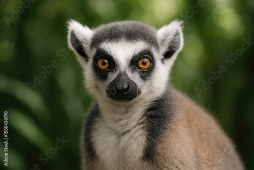Adorable close-up of a ring-tailed lemur's face