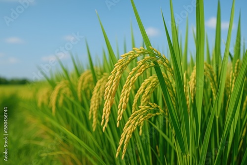 Harvested rice plants are transformed into a carbohydrate-rich staple food.