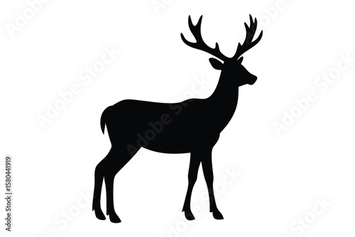 Deer Head Tattoo Style Silhouette