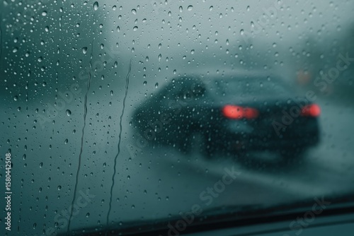 Wallpaper Mural A vehicle passing through a heavy rainfall with waterlogged streets visible from the window Torontodigital.ca