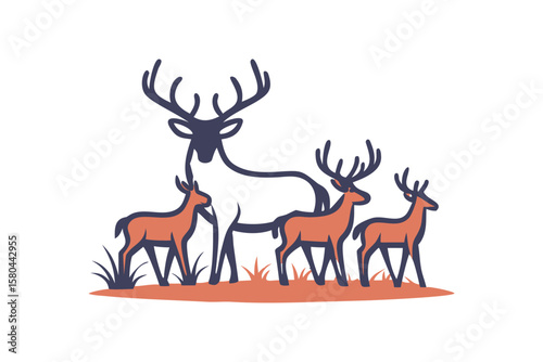 Symmetrical Deer Head Silhouette