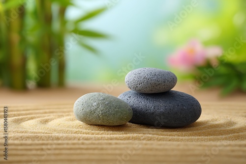 Zen stones with bamboo