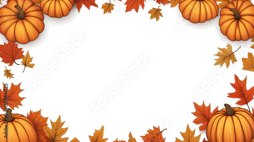 Autumn pumpkins and leaves background for thanksgiving day designs