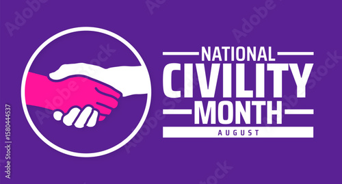 national civility month background, banner or poster design template. observed every year in August. Holiday concept. Use to any Template, card, poster, placard, template.