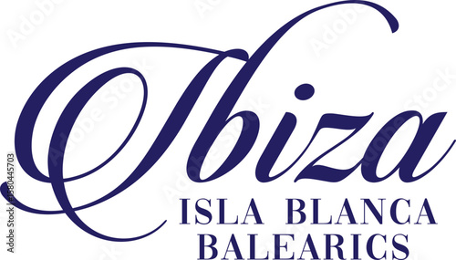Ibiza balerics island script embroidery placement fashion trending slogan lettering Varsity University  USA team College Campus University Tshirt Graphic Fashion logo Trending Apparel Cute Emblem 