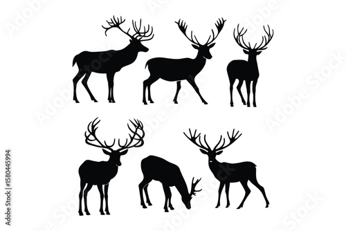 Realistic Stag Head Silhouette