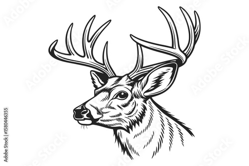Noble Deer Silhouette Drawing
