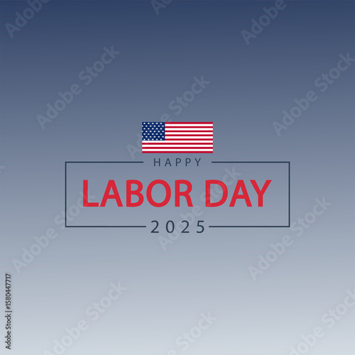 Labor Day Poster with USA Flag and Clean Typography