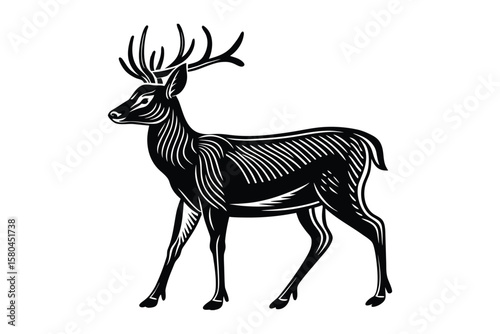 Deer Head Silhouette with Antlers