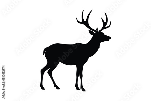 Antlered Deer Head Silhouette