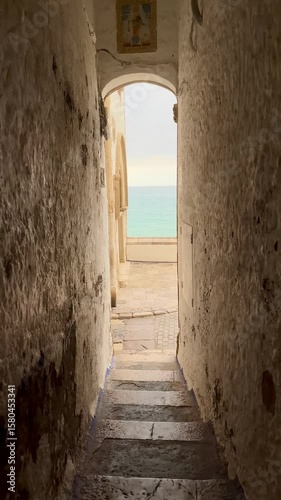 Narrow passage leading to Miquel Utrillo mirador in Sitges