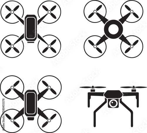Flying Drone Silhouette Vector

Modern Quadcopter Design Illustration

Aerial Drone in Flight Clipart

Tech Drone Silhouette Icon Art

Remote-Control Drone Vector Graphic