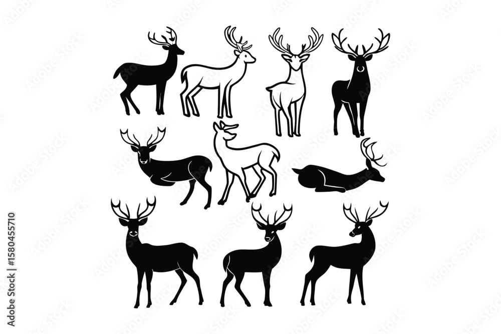 Obraz premium Mountain Deer Silhouette Art