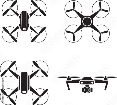 Flying Drone Silhouette Vector

Modern Quadcopter Design Illustration

Aerial Drone in Flight Clipart

Tech Drone Silhouette Icon Art

Remote-Control Drone Vector Graphic