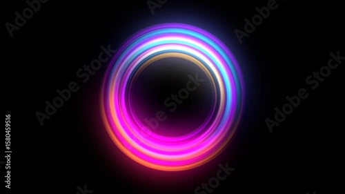 Glowing circle with neon effect on transparent background