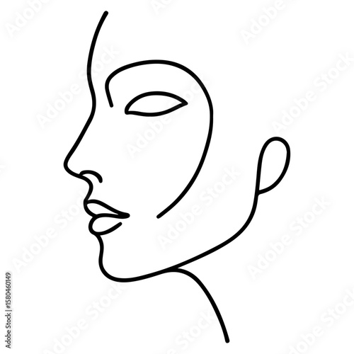 Vector illustration of a human head silhouette in profile design