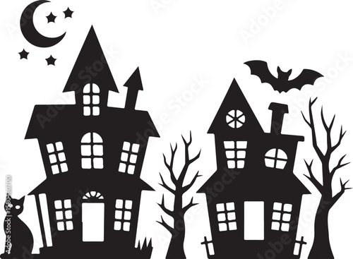 Spooky Halloween Silhouette Scene

Creepy Haunted House Vector Art

Witch Flying on a Broom Illustration

Halloween Night with Pumpkin Design

Ghostly Halloween Clipart Collection