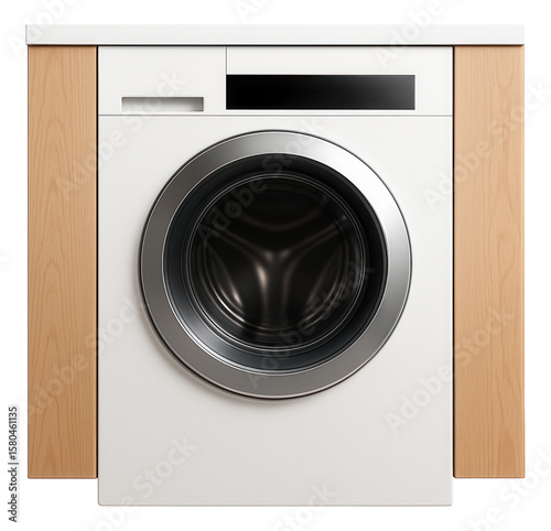 Wallpaper Mural Built-in washer dryer with a seamless design, blending into the cabinetry of a contemporary kitchen. Torontodigital.ca