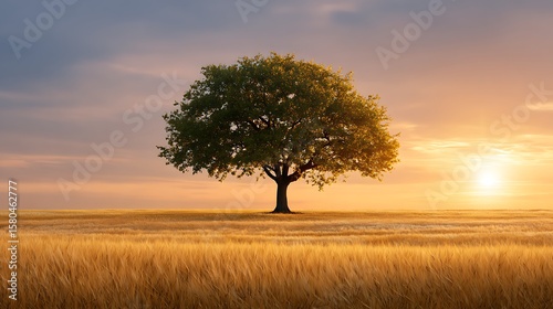 A big lonely tree at sunset