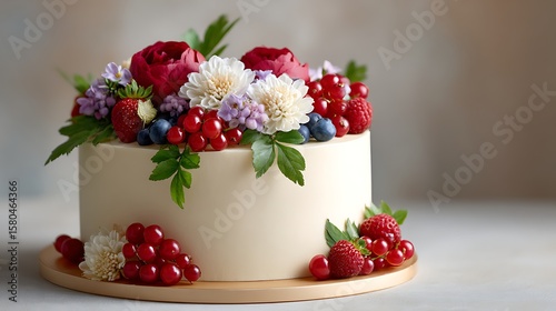 Wedding cake decorated with flowers