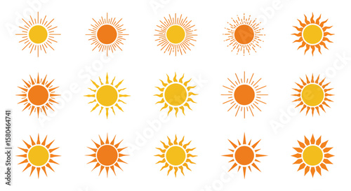 Sunshine Collection: An array of radiant sun illustrations, representing various designs to brighten your day. Capturing the essence of light and energy.