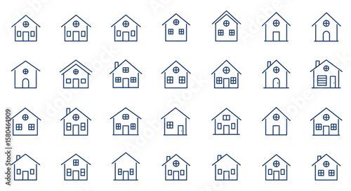 Housing Icons: A curated collection of home icons, meticulously crafted for web and design projects, offering a diverse representation of residential properties and their architectural forms.
