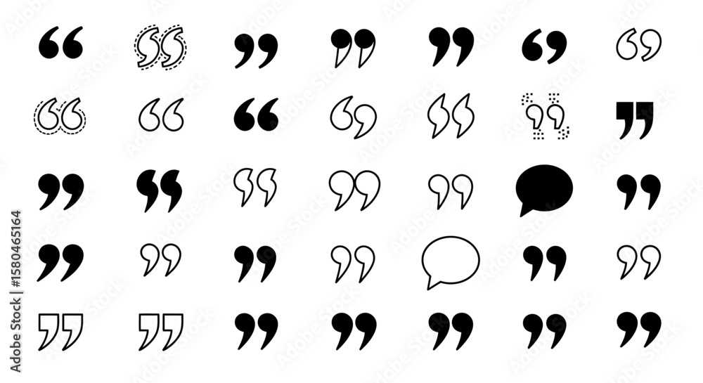 Obraz premium Quotation Mark Collection: A comprehensive array of quotation marks, designed for diverse applications. Representing different style for emphasis or quotes.