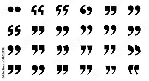 Quotation Marks Collection: A diverse collection of various quotation marks, useful for graphic design projects, presentations, and text-based designs.