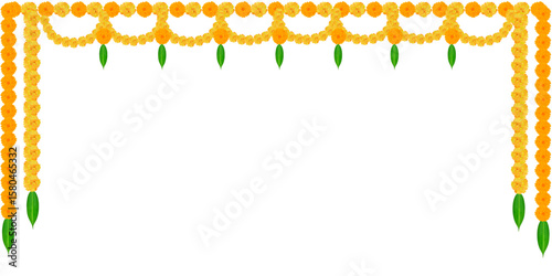 Vibrant Marigold Garland Frame for Indian Wedding Invitations and Festive Greetings Diwali, makar sankranti, holi, new year