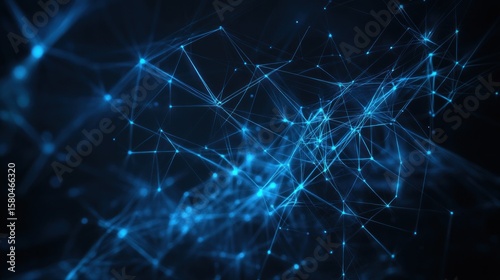 Abstract network design with glowing points and lines.