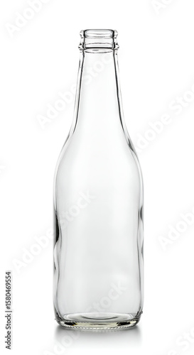 Wallpaper Mural An empty, clear glass bottle with a narrow neck, symbolizing sustainability and recycling, isolated on a clean white background.
 Torontodigital.ca