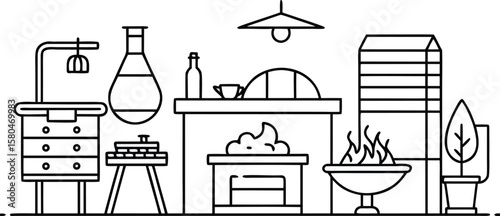 Set of kitchen tools vector illustration for home and interior design