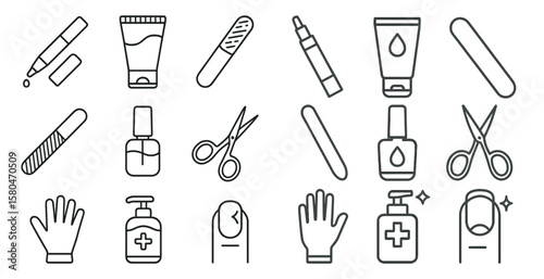 Collection of nail care tools and products. Concept of organization and care for one's nails