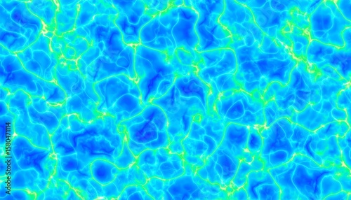 Rippled azure waters with sparkling yellow reflections create a mesmerizing, vibrant texture