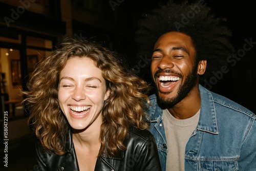 Joyful friends laughing together