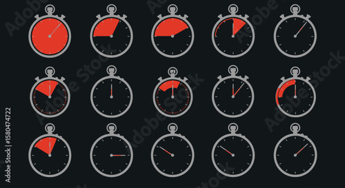 Digital Stopwatch and Time Progress Icons