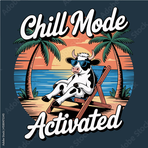 Chill mode activated cow t shirt