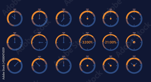 Digital Stopwatch and Time Progress Icons