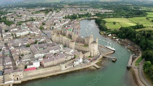 Caernarfon town and its medieval castle, Wales, UK
