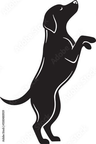Three black Labrador Retrievers in different sitting poses, depicted as simple silhouettes.
