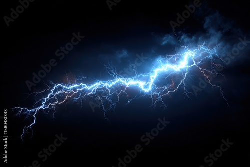 lightning thunder in the night sky background , lightning bolt. Lightning flash bolt or thunderbolt. Blue lightning or magic power blast storm. Thunder and lightning isolated on.