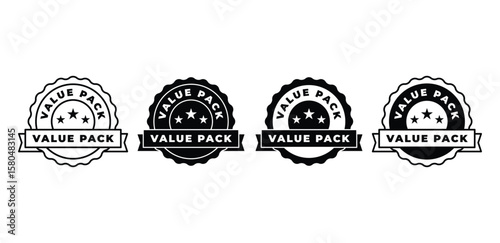 Value Pack Icon Set Black and White Color Vector Design Art Badges Stamp Template