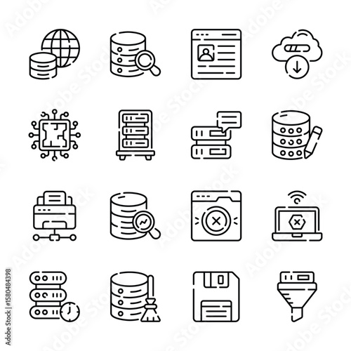 Download premium collection of database services outline icons